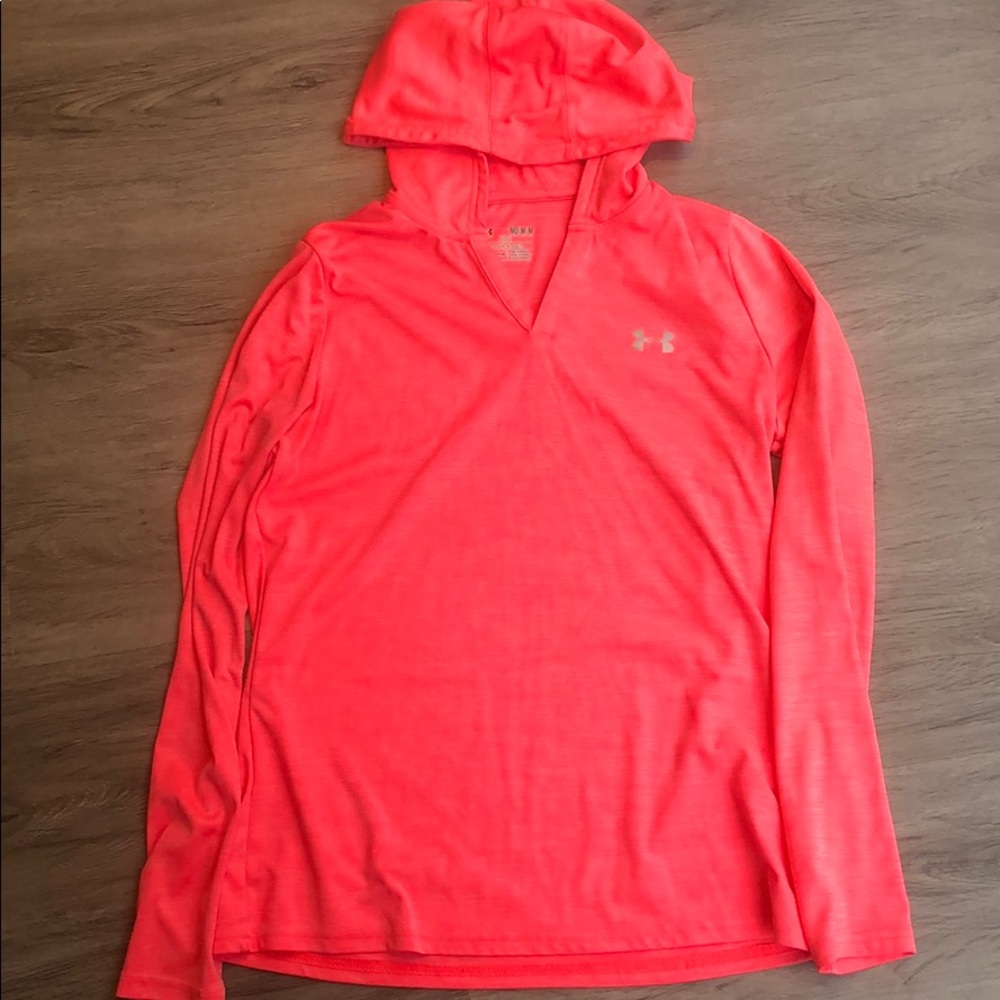 Pink under armour long sleeve athletic hoodie